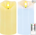 Flameless Candles Light, Set of 2 6"x3" Flickering Pastel Spring LED Candles with Remote & Timer, Dimmable Real Wax Easter Pillar Candles Battery Operated for Home Spring Easter Decor (Blue Yellow)