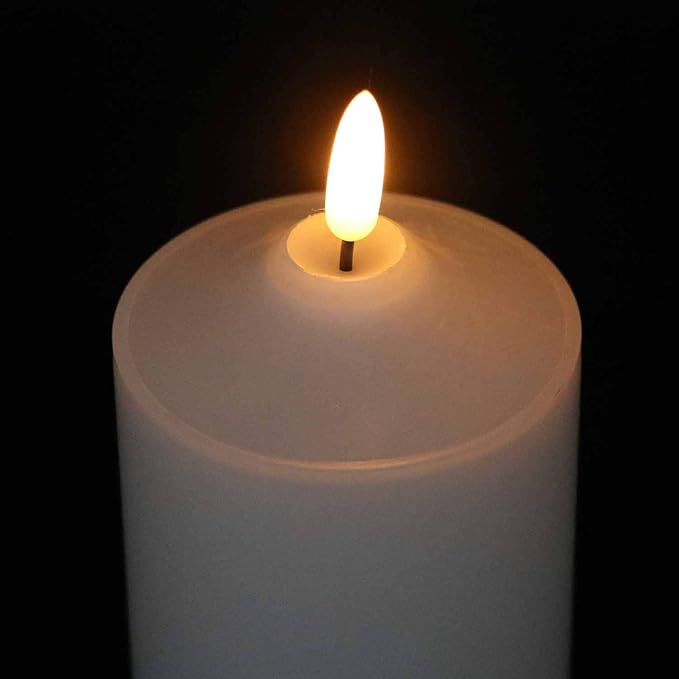 Eldnacele Waterproof Outdoor Flameless Flickering LED Candles with Timer Remote, Battery Operated 3D Wick Plastic Pillar Candles Pack of 3 for Indoor Outdoor Decoration, D3'x H4'x W5'