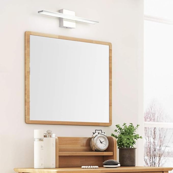 LED Vanity Light Bar 20 Inch Bathroom Light Fixtures 12W Over Mirror Lighting Chrome Vanity Lights Fixtures Modern Bathrooms Lamps Acrylic Bath Wall Light Fixtures