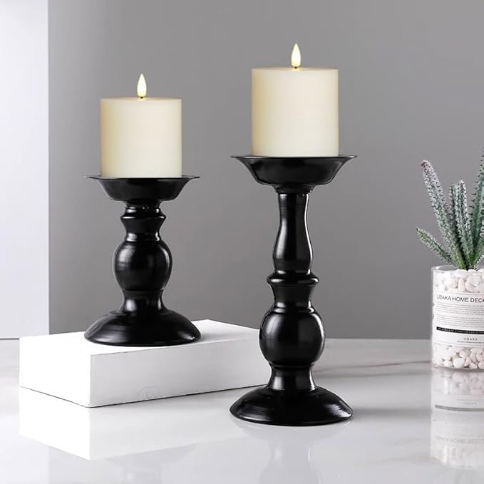 Flameless Candles Set of 2 (3x3 inch) Flickering LED Real Wax Candles Battery Operated with Remote Control Timers for Fireplace Bedroom Livingroom Party Dimmable Ivory Pillars Flat top