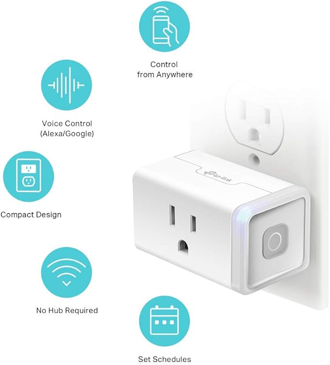 Kasa Smart Plug Mini, Smart Home Wi-Fi Outlet Works with Alexa & Google Home, Wi-Fi Simple Setup, No Hub Required – A Certified for Humans Device (HS105)