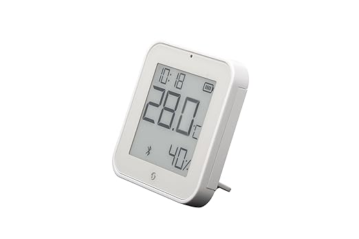 Shelly BLU H&T Display ZB Black, Bluetooth & Zigbee Operated Temperature & Humidity Levels Sensor, E-Paper Display, Home Assistant, Alexa, Google Home, Real-Time Monitoring, Long-Life Battery