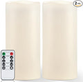 Homemory 12" x 5" Large Waterproof Outdoor Flameless Candles with Remote Control and Timer, Battery Operated Flickering LED Pillar Candles for Outdoor Larterns, Porch, Long Lasting, Set of 2