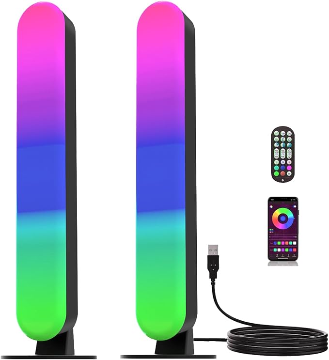 ThreeH RGB Light Bar LED Table Lamp for Gaming TV Backlight Ambient Lighting USB Powered with APP and Remote Control Colors Music Sync