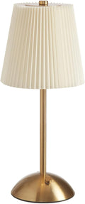 Cordless Table Lamp, 3000mAh Rechargeable Battery Operated Touch Light, Portable 3-Color Dimmable Vintage Ambient Light Beige Fabric Shade for Dining Table/Bedroom/Kitchen/Bar/Bathroom/Entryway/Gift