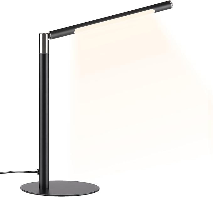 LED Desk Lamp, Home Office Eye Lamp, 3 Modes, Infinitely Adjustable Brightness, Metal, Multi-Angle Adjustment, Detachable Desk Lamp with USB (Black)
