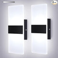 Lightess Modern Wall Sconces Set of Two Indoor LED Wall Mounted Lamp Hardwired Wall Lamp 12W for Bedroom Living Room Hallway, Cool White