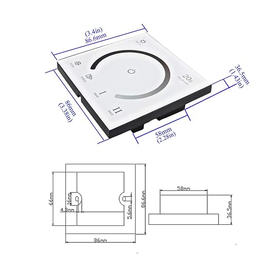 AMKI LED Wall Switch Dimmer,LED Controller,Wall- Mounted Plastic Cover Touch Panel Switch for DC12V-24V 3528 2835 5050 Single Color LED Strip Lighting(Single Color)