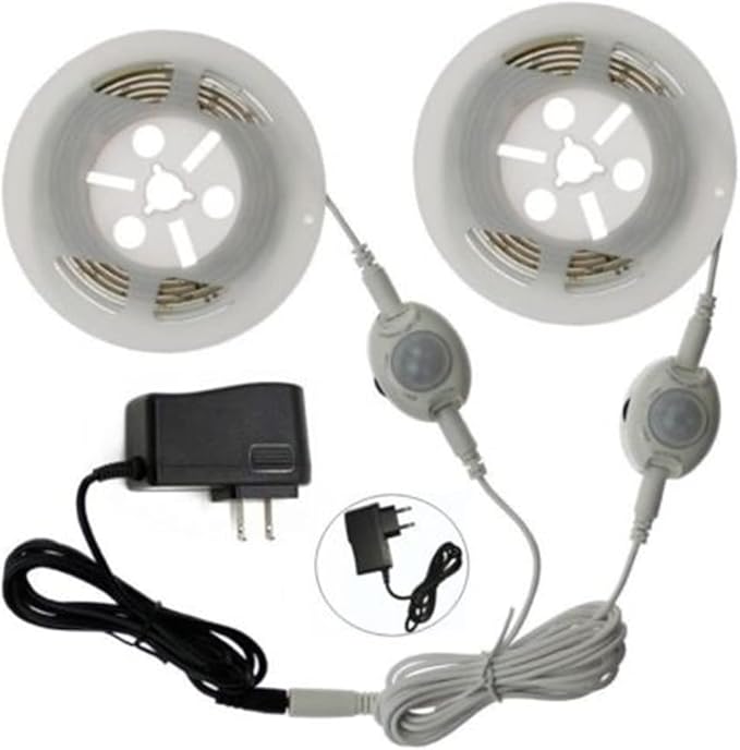 Motion-Activated Digital LED Under Bed Lighting System with Motion Sensors 2 * 3.3ft / 1m Motion Sensor LED Night Light, Dimmable Warm White for Queen/King/Cal.King Size Bed