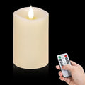 1PCS, 3 x 5 inches Flameless Candle with Remote Control, 3D Flickering Wick, Real Wax, Battery Candles,with Timer,Battery Powered Candles,for Holiday Home Decor,Ivory