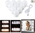 LED Vanity Lights for Mirror, Hollywood Style Vanity Lights with 10 Dimmable Bulbs, Adjustable Color & Brightness, USB Cable, Mirror Lights Stick on for Makeup Table Dressing Room