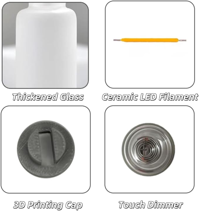 4PCS Dimmable Touch Control USB Light, Frosted Glass Night Lights, Glass Plug in USB Light Bulbs, Cute Interior Car Lights, Retro Led Ambient Lighting, Small Mood Lamp for Bedroom, Hallway, Nursery