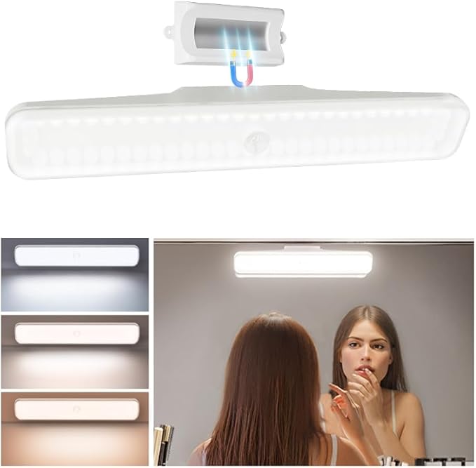 EZVALO Wireless Vanity Lights for Mirror, Rechargeable Makeup Light with 3 Color Modes, Touch Control, Adjustable Angle, Cordless Dimmable Mirror Light for Bathroom, Shave, Women Gift (1 Pcs)