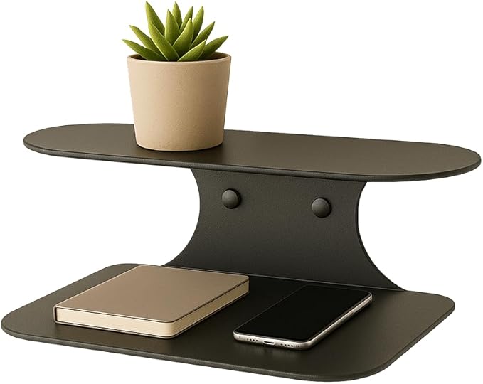 Black Metal Floating Nightstand – Wall Mounted Bedside Shelf for Bedroom, Minimalist Modern Floating Shelf, Powder-Coated Steel Wall Rack (Medium - 15.4")