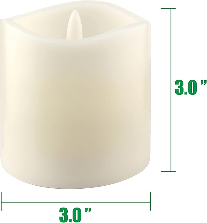 Stonebriar 3 Count Ivory Real Wax 3x3 Flameless LED Pillar Candles with Remote and Timer