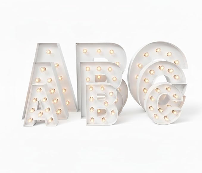 NEONSIGN Premium White Metal Marquee Letters for Wall Decor - 1.5ft to 4ft Large Light Up Alphabet & Numbers - Vintage Industrial LED Sign for Wedding, Party, Business Logo & Home Bar (36 INCHES)