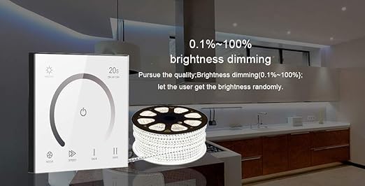 AMKI LED Wall Switch Dimmer,LED Controller,Wall- Mounted Plastic Cover Touch Panel Switch for DC12V-24V 3528 2835 5050 Single Color LED Strip Lighting(Single Color)