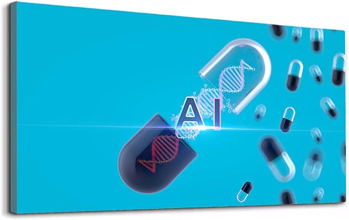 Wibinuki Wall Art Wall Decor Wall Paintings Capsule abstract DNA. AI research, AI - Artificial Intelligence. for Living Room Bedroom Bathroom Home Decor Can Be Hung Directly 20"x 40"