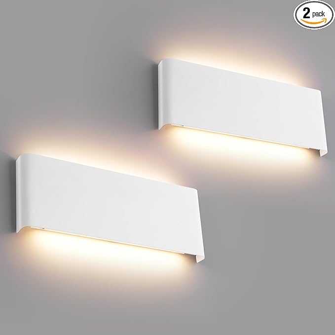 11"Modern LED vanity light,15W Dimmable 5 CCT (3000K-6500K) Adjustable Wall Lamp,Up and Down Wall Lighting,Indoor Wall Sconce for Bedroom,Staircase,Hallway,Dressing Table, 2 Pack（White）