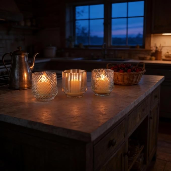 Rechargeable Flameless LED Candles Set – Crystal Clear Glass, Real Wax, Warm White Flicker, Remote & Timer, Spring Home Decor for Women, USB Rechargeable