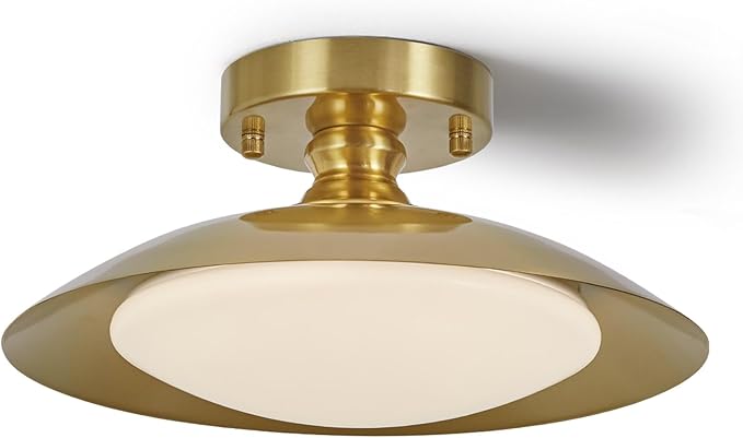 Dimmable Brass Ceiling Light Flush Mount Modern LED Lighting Fixture, 5CCT 3000 K- 6000 K Ceiling Lamp for Bedroom Hallway Living Room Kitchen