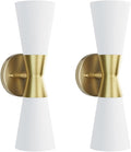 Wall Sconces Set of 2 for Bathroom, Modern Indoor Vanity Light Fixtures 15", Up Down Lighting, Wall Mount Lamp for Living Room Bedroom Hallway Stairway Fireplace Mirror E26 Base 2PC White&Gold