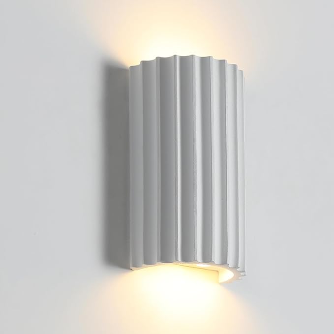 ZEROUNO White Resin Modern LED Wall sconces Hardwired Indoor Wall Lights Up and Down Wall Mount Wall Lamp Fixture for Living Room Bedroom Hallway Corridor Conservatory Stairs (with E12 Bulbs)