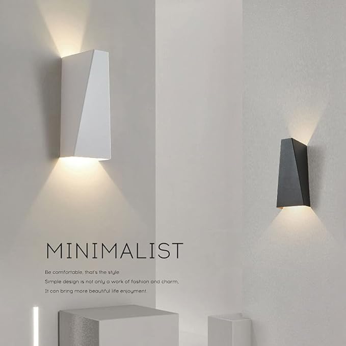 Modern Wall Light LED Sconce Up Down Metal Wall Spot Lamp, Indoor Lighting Fixtures Bedside Night Lamps for Living Room Bedroom Hallway Home Decorative Wall Wash Lights (Color : Black-6000K)