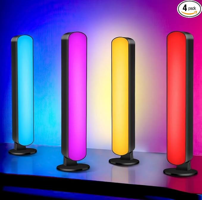 4-Pack RGB Smart LED Music Sync Light - App Controlled Ambient Lamp for TV, PC, Gaming & Decor