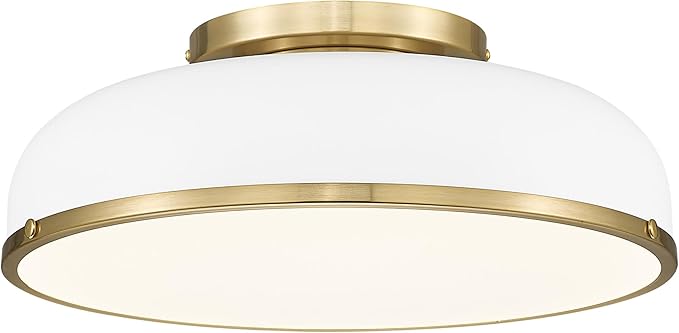 kudos Ceiling Light, 16-inch LED Flush Mount Ceiling Light, White and Gold Finish, 30W/1900lm Light Fixtures Ceiling Mount for Bedroom,Hallway, 3000K/3700K/4500K/5100K/6000K Adjustbale, KDCL15-WT-L