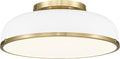 kudos Ceiling Light, 16-inch LED Flush Mount Ceiling Light, White and Gold Finish, 30W/1900lm Light Fixtures Ceiling Mount for Bedroom,Hallway, 3000K/3700K/4500K/5100K/6000K Adjustbale, KDCL15-WT-L