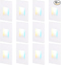 LEONLITE 12-Pack Premium Series 5CCT 120V LED Step Lights, Dimmable 3.5W Indoor Outdoor Stair Light, 2700K3000K3500K4000K5000K Selectable, CRI90, ETL, Vertical, IP65 Waterproof, Aluminum, White