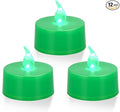 KOABY 12 Pack Green Light Non-Flickering Flameless Tea Lights, Green Base, Last 100H+, Battery Operated Tea Lights for Decor