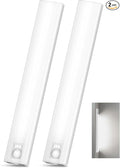 10inch Under Cabinet Lighting, 68 LED Rechargeable Motion Sensor Light Indoor, 6 Levels Dimmable Magnetic Closet Lights, Wireless Under Counter Lights for Kitchen, Stairs, Bedroom, 2-Pack Daylight