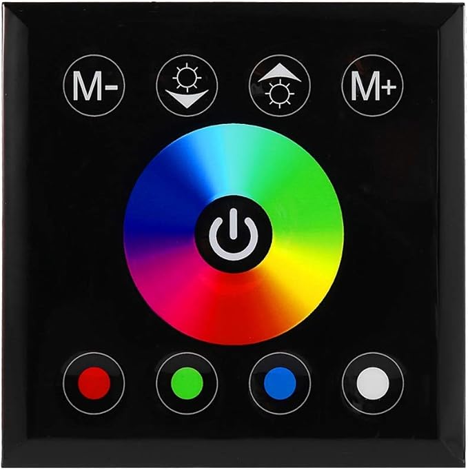Wall Mounted Colorful RGBW LED Touch Panel Controller Dimmer Switch Applicable Scene LED Strip Light (Black), NIZUUONE1oxma72gdw-01