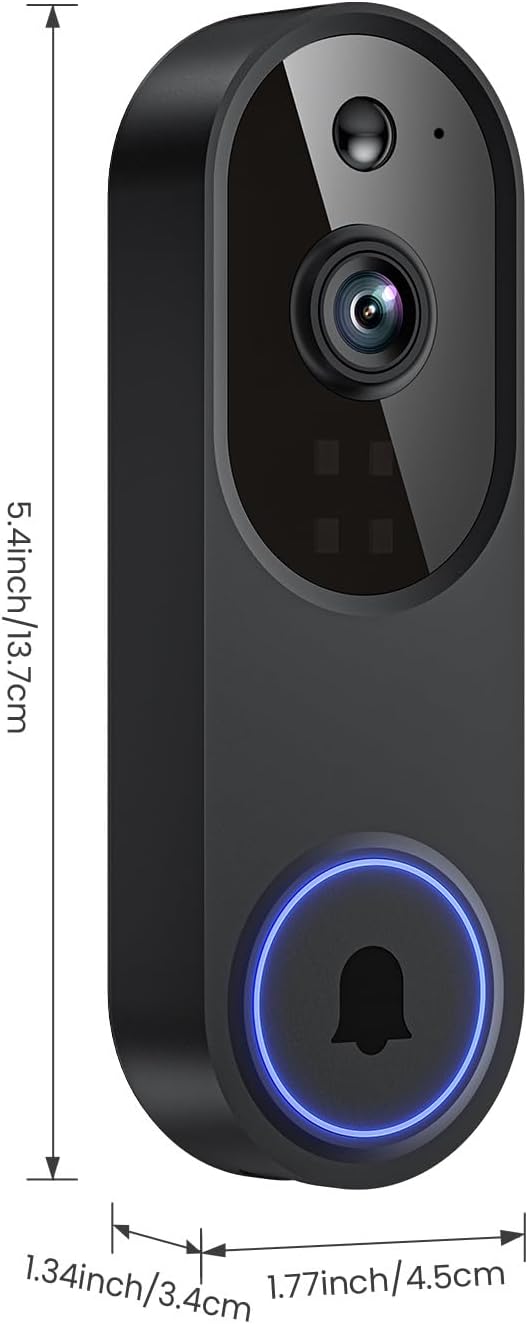 Orbitell 1080p Wireless Wi-Fi Video Doorbell Camera with Two Way Audio, Night Vision, Cloud Storage, Smart AI Motion Detection, Support 2.4GHz Wi-Fi only