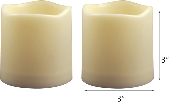 Battery Operated Plastic Flameless LED Pillar Candle with Cycling Timer, Flickering Realistic Electric Light for Indoor Outdoor Bookshelf Wedding Dinner Party Centerpiece Fireplace Easter Decor 2 Pack