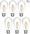 Vintage Edison Bulb 4W,Equivalent 40W Incandescent,ST18 Antique LED Filament Bulbs,Non Dimmable 2700K Warm White,E26 Led Bulb,Pack of 6