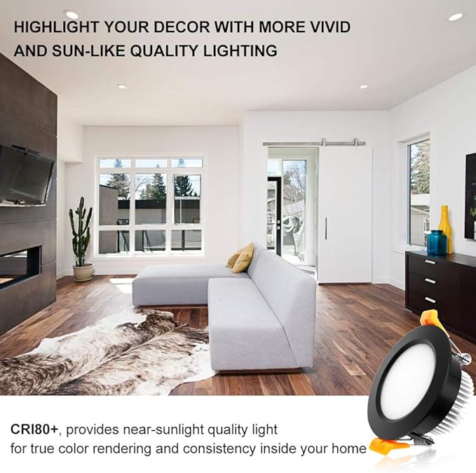 YGS-Tech 2 Inch LED Recessed Lighting, Dimmable Downlight 3W(35W Halogen Equivalent), CRI80, 5000K Daylight White Ceiling Light with LED Driver (10 Pack)
