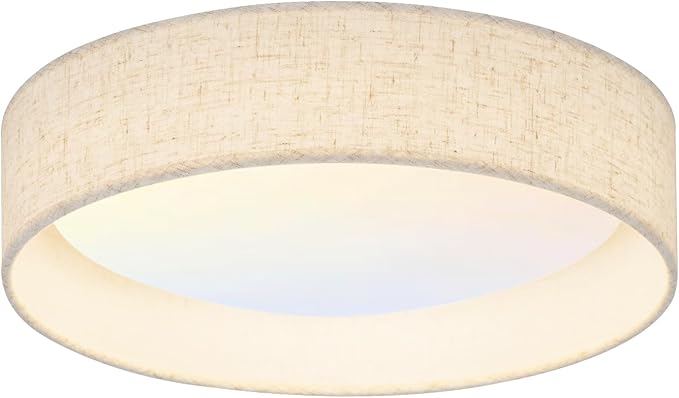 Modern Linen LED 13 Inch Ceiling Light Fixture with 24W 5CCT, Flush Mount Low Profile Room Lamp, Dimmable Minimalist Lighting for Bedroom, Kitchen, Hallway, Closet, Entryway