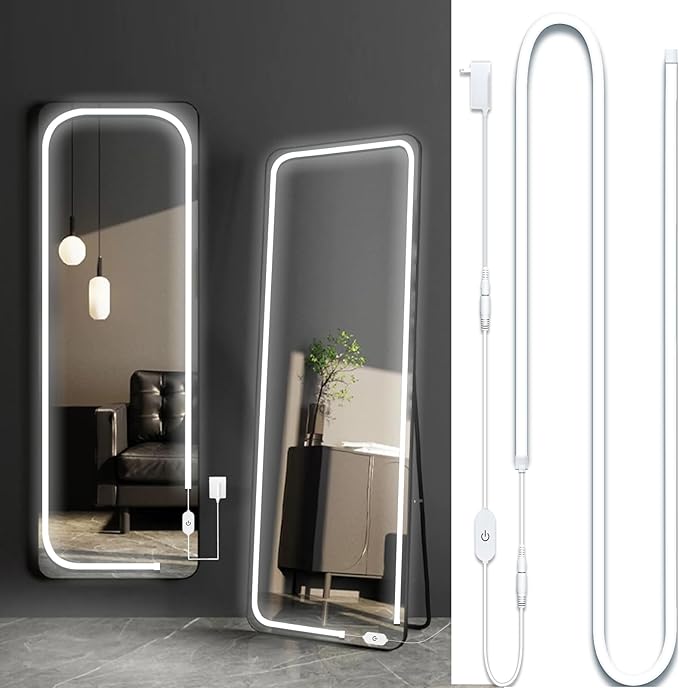 Led Vanity Mirror Lights, 13.2FT 6000k Full Body Mirror Light Strip, Stick on Vanity Lights with AC Adapter Touch Control, Makeup Lighting for Full Body Mirror/Makeup Table/Bathroom