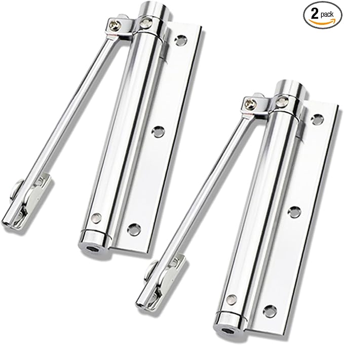 ZENG 2-Pack Adjustable Spring Door Closer - 304 Stainless Steel Surface Mounted Automatic Closer for Residential/Commercial Doors (20-40kg, 175° Max, Silver)