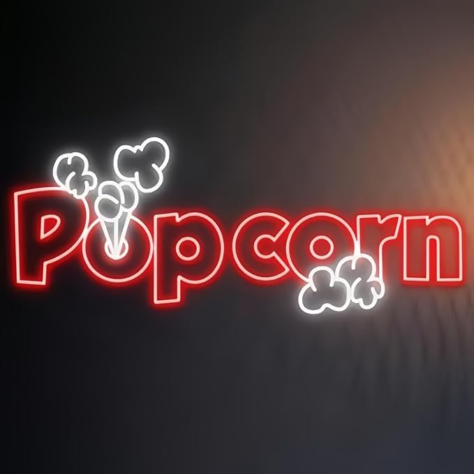 Popcorn LED Neon Signs for Wall Decor Neon Wall Art Acrylic LED Lights with Hanging Chain Light Up for Bedroom Decor Graduation Bar Pub Wedding Party 5V USB Powered Dimmable