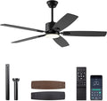 SUNMORY 52" Ceiling Fans with Lights, Smart Ceiling Fan with APP and Remote Control, Reversible DC Motor, Noiseless, Stepless Dimmable, Modern Ceiling Fan for Indoor/Outdoor Use, Black