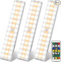 BLS LED Closet Lights, 38 LED Wireless Under Cabinet Lighting Battery Operated Lights with Remote, 1500mah Battery Powered Lights, USB Rechargeable Motion Sensor Light Indoor, Dimmable 3 Colors 3 Pack