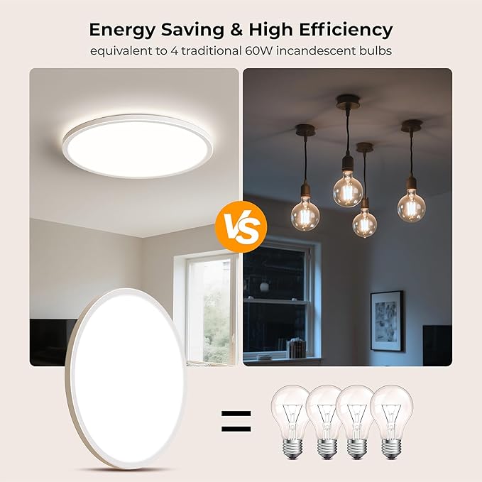 BLNAN Dimmable LED Flush Mount Ceiling Light Fixture with Remote Control, 3000K-6500K Low Profile Wired Lamp, Modern Ultra Thin Close to Ceiling Light for Bedroom Kitchen (White, 15.4Inch 2Pack)
