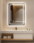 oneup 24x32'' LED Bathroom Mirror,Lighted Bathroom Mirror with Lights,Dimmable 3 Colors Temperature,Anti-Fog,Modern Vanity Mirrors for Wall,Touch Screen,Memory, Shatterproof