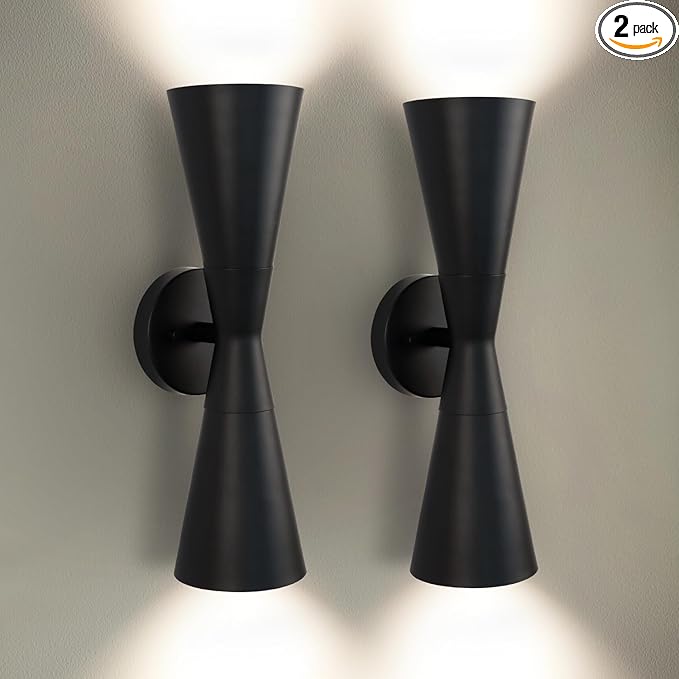 Wall Sconces Set of Two, Bathroom Sconces Lighting 15 inch Black Modern Sconces Wall Decor Set of 2 Indoor Wall Light Fixtures for Living Room Hallway Staircase Bedroom Hardwired