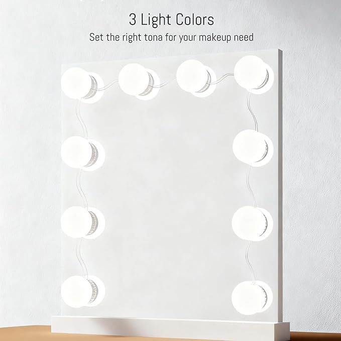 LED Vanity Mirror Lights Hollywood Style USB Fill Light - Adjustable Color Temperature & Brightness, Suitable for Full-Length Mirror, Dressing Room, Dressing Table Set (No Mirror Include) (10 Bulbs)