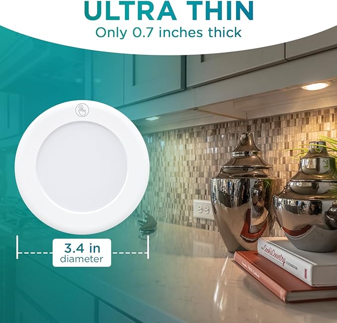 Brilliant Evolution Wireless LED Puck Light | Works with Remote Control | Under Cabinet, Closet Light | Battery Powered | Under Counter Lighting (Pack of 1)